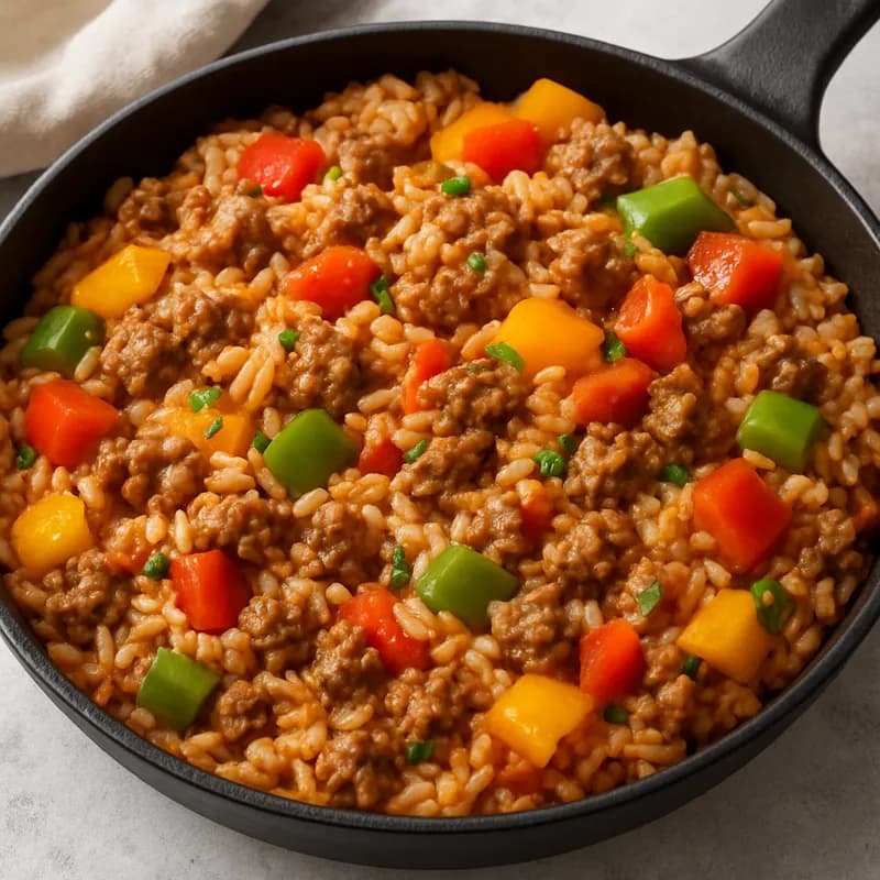 Hackfleisch-Reis-Pfanne mit Paprika